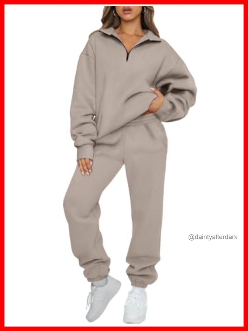 Women's 2 Piece Sweatsuit Lounge Set Half Zip Sweatshirt & Joggers